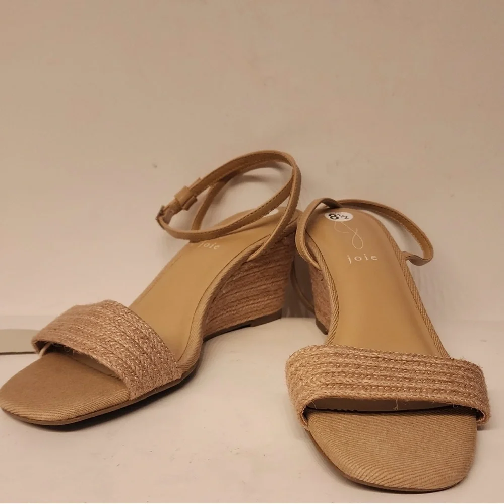 Joie Lila Wedge Leather Sandals Women’s Tan Size 8.5